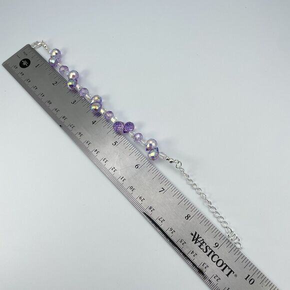 Purple AB Teardrop Glass Beaded Silver Tone Classic Boho Artisan New Handcrafted - Picture 5 of 5